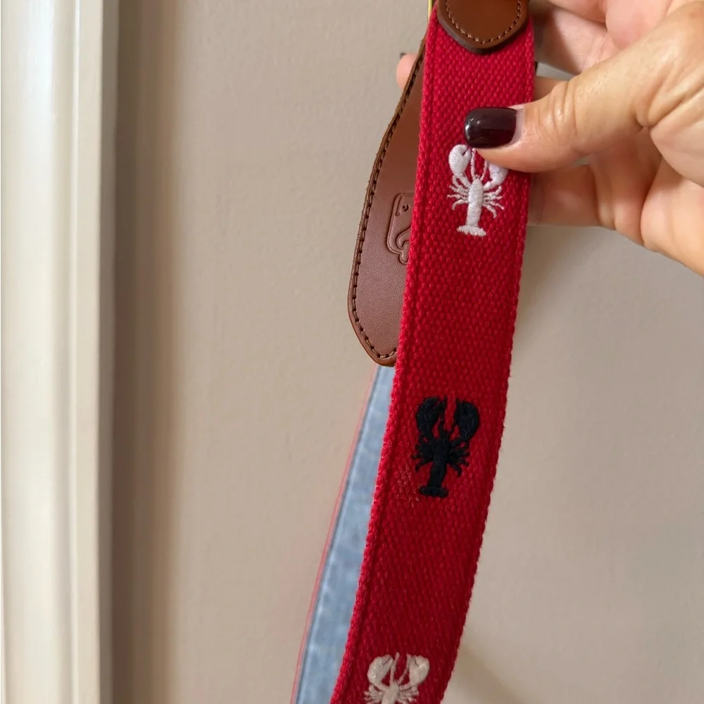 Vineyard Vines Red Lobster Embroidered Belt